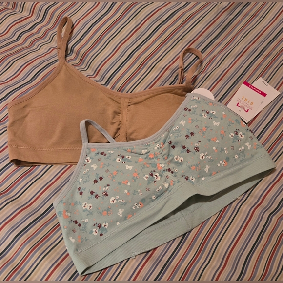 💜Maidenform Tan and Floral Bralette Set For Girls - Picture 1 of 4